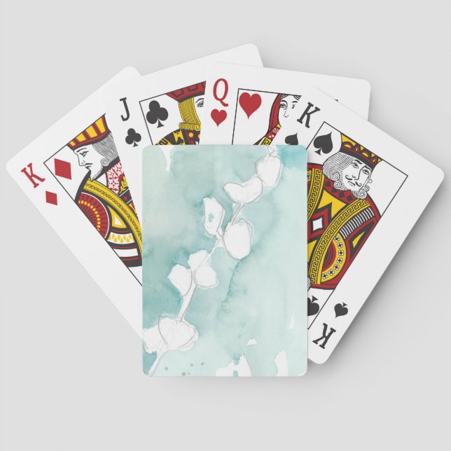 Jeu De Cartes Ginkgo sur Teal poussiéreux - blanc (dos)