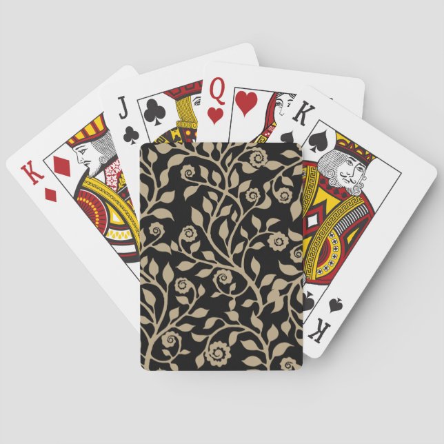 Jeu De Cartes Gipsy Flèche Élégante Motif Floral Noir Beige (dos)
