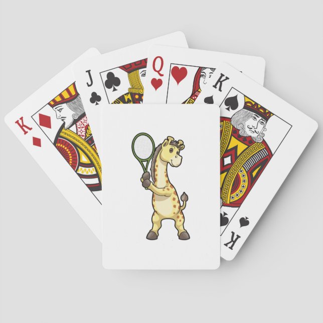 Jeu De Cartes Giraffe at Tennis with Tennis racket (dos)