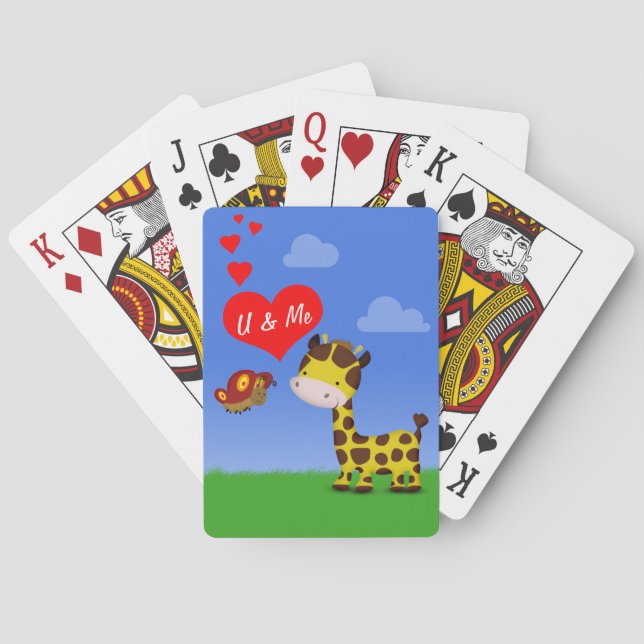 Jeu De Cartes Giraffe et papillon en amour (dos)