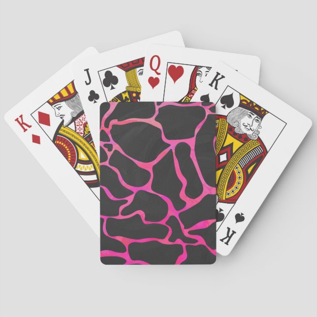 Jeu De Cartes Giraffe rose chaude et noire (dos)