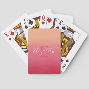 Jeu De Cartes Girl Pink Ombre Ajouter votre nom ou votre monogra