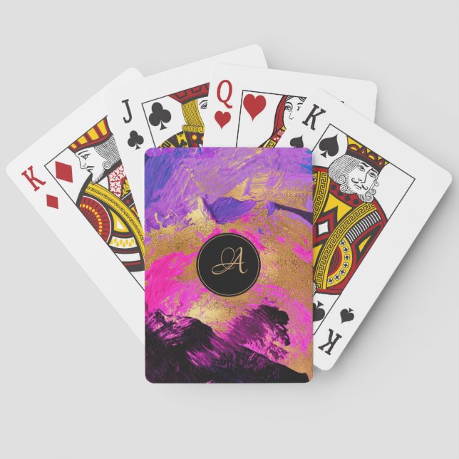 Jeu De Cartes Girly monogramme artistique élégant motif abstrait (dos)