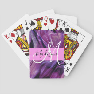 Jeu De Cartes Glam Abstrait Purple Shimmer Texture rose Monogram