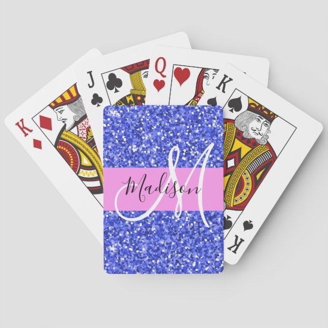 Jeu De Cartes Glam Dark Blue Parties scintillant rose étincelles (dos)