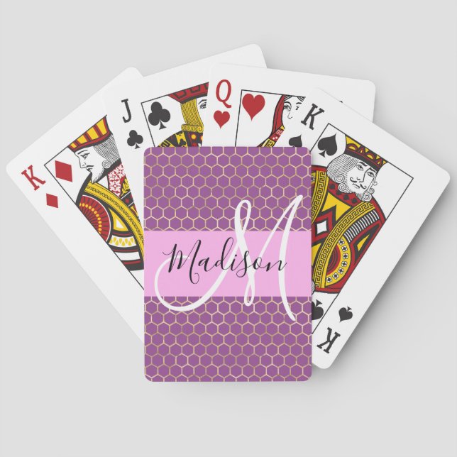 Jeu De Cartes Glam Fuchsia Metallic rose Honeycomb Nom (dos)