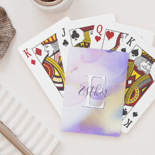 Jeu De Cartes Glam Lilac Gold Abstrait Peinture Élégant Monogram