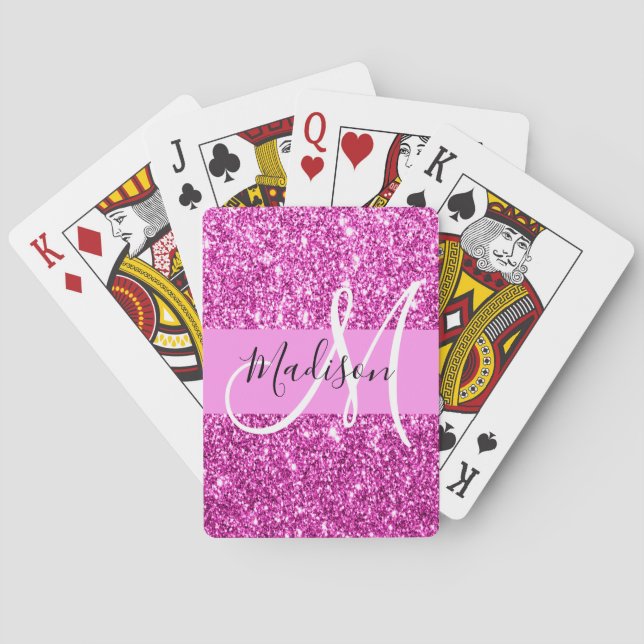 Jeu De Cartes Glam Pink & Magenta Parties scintillant Étincelle  (dos)