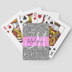 Jeu De Cartes Glam Pink & Silver Parties scintillant étincelles
