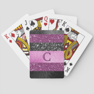 Jeu De Cartes Glam Sport Chic Rayure Pailletée Rose, Violette et