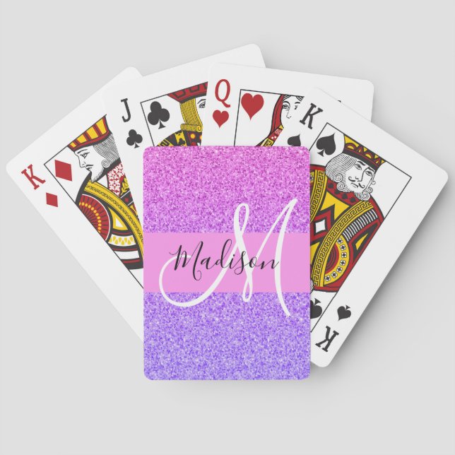 Jeu De Cartes Glam violet rose Parties scintillant étincelante M (dos)