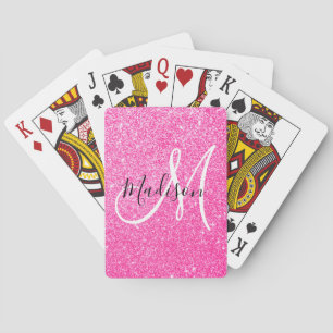 Jeu De Cartes Glamour Féminin Paillettes Rose Chaud Monogramme N