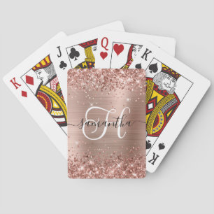 Jeu De Cartes Glitterie Rose or Glam Monogramme