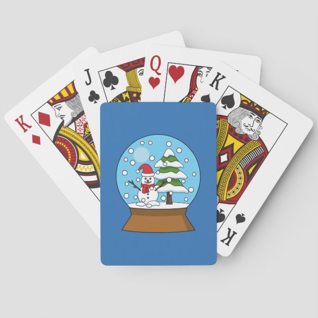Jeu De Cartes Globe de neige avec Snowman et Pine Tree (dos)