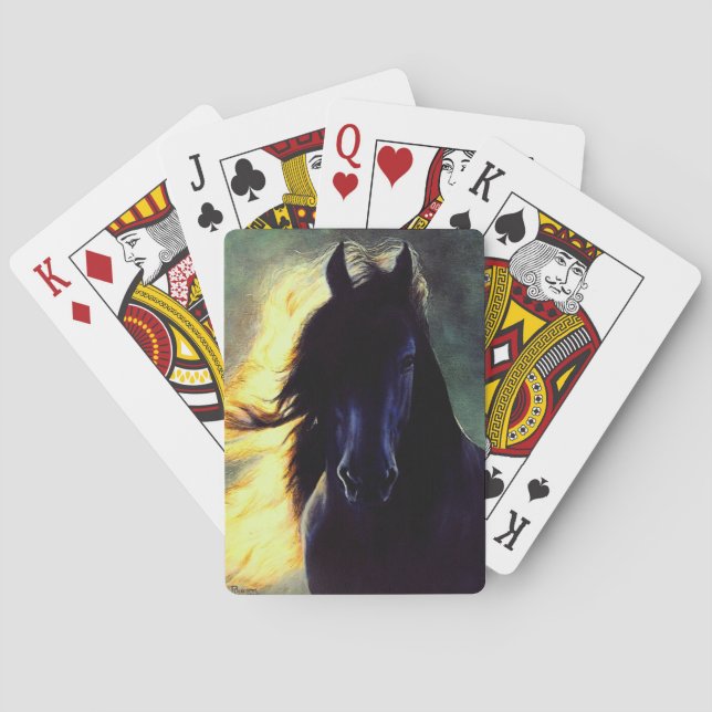 Jeu De Cartes Glow friésien, cheval friésien, étalon noir/jument (dos)