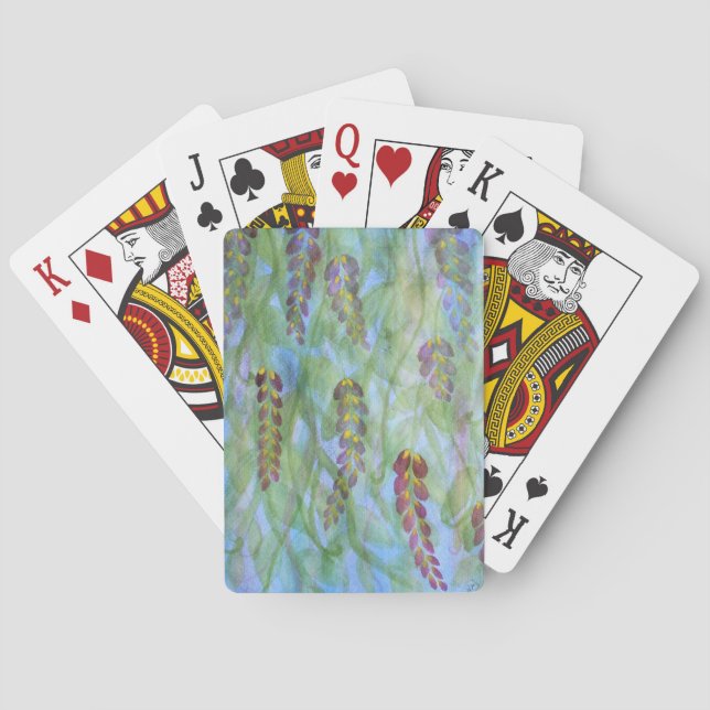 Jeu De Cartes Glycines abstraites d'aquarelle (dos)