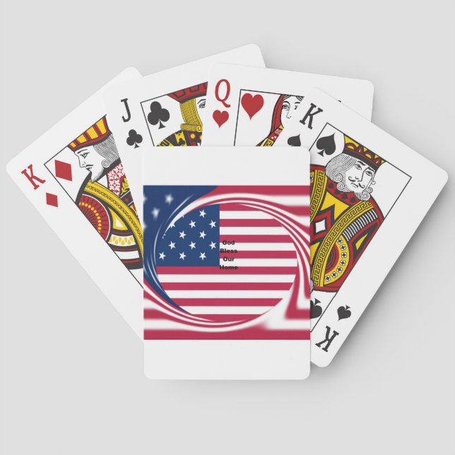 Jeu De Cartes God Bless Our Home : USA Flag Swirl Art (dos)
