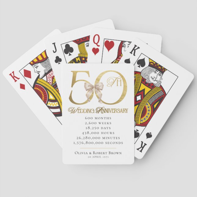 Jeu De Cartes Gold 50th Mariage Anniversaire cadeau personnalisé (dos)