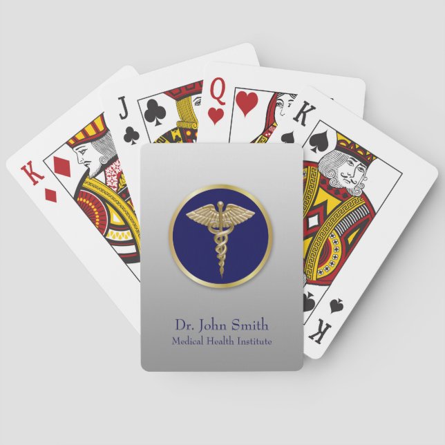 Jeu De Cartes Gold Blue Professional Médicale Caduceus (dos)