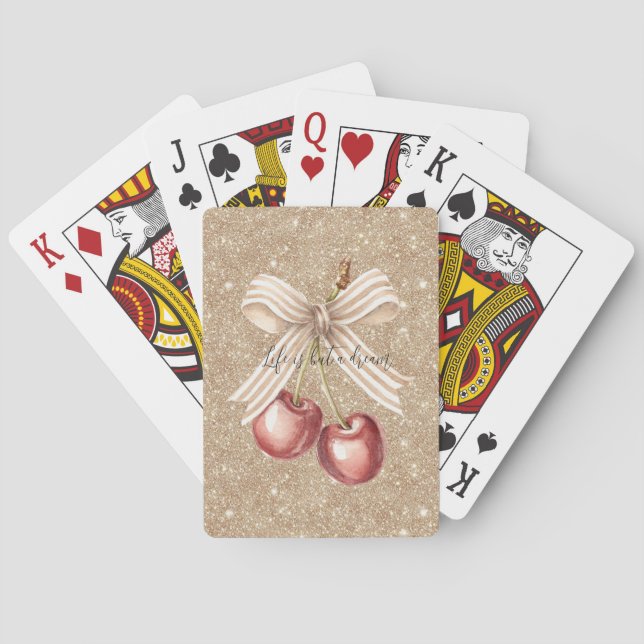 Jeu De Cartes Gold Glitter Red Cherries (dos)
