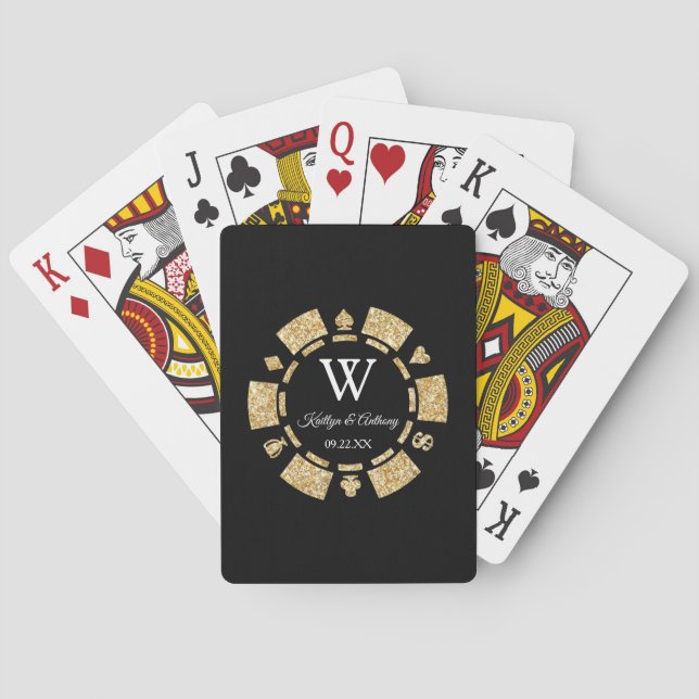 Jeu De Cartes Gold Parties scintillant Poker Chip Casino Fête de (dos)