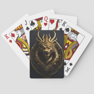 Jeu De Cartes Golden Dragon Round Shield Emblem Jouer des cartes