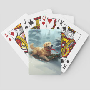 Jeu De Cartes Golden Retriers Noël neige hiver