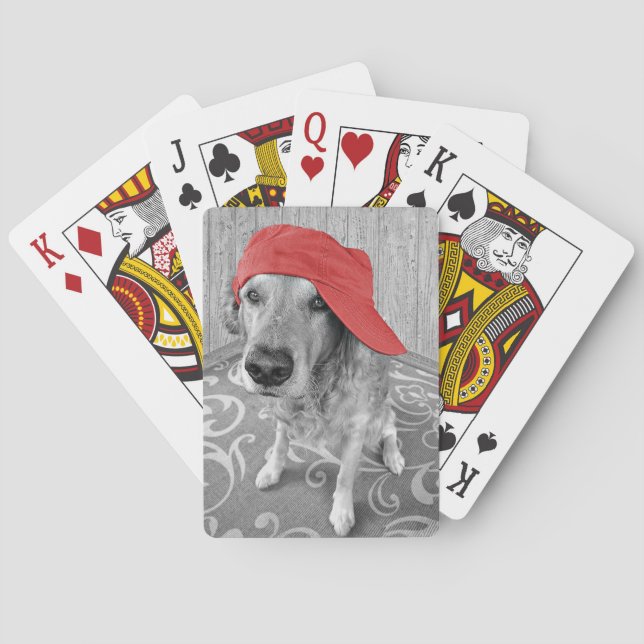Jeu De Cartes Golden Retriever avec casquette rouge (dos)