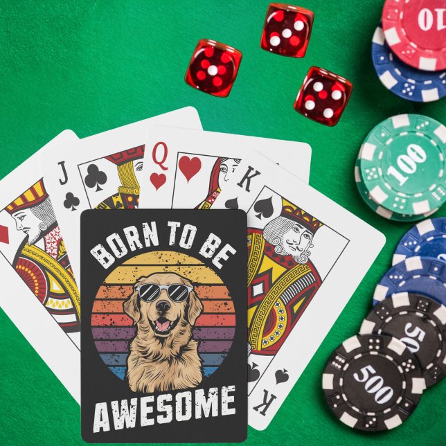 Jeu De Cartes Golden Retriever Chien Né À L'Étonnant Coucher De  (Créateur téléchargé)