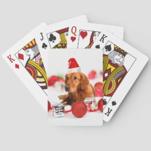 Jeu De Cartes Golden Retriever Chien W Red Santa Chapel Noël