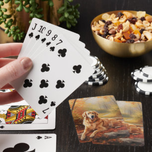 Jeu De Cartes Golden Retriever en automne Leaves automne Inspire