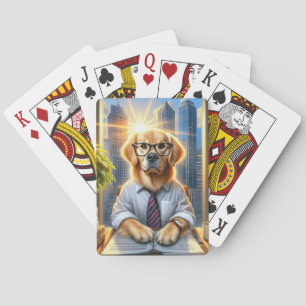 Jeu De Cartes Golden Retriever Homme d'affaires dans un bureau