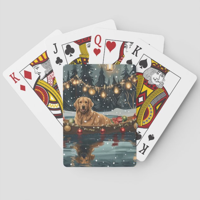 Jeu De Cartes Golden Retriever Noël Festive Voyage (dos)