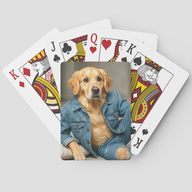 Jeu De Cartes Golden Retriever Poster En Jeans Bleus (dos)