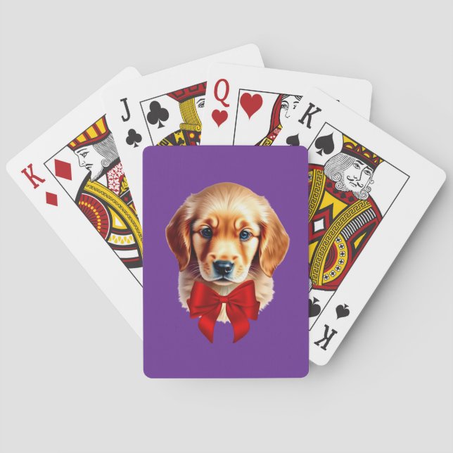 Jeu De Cartes Golden Retriever Red Bow (dos)