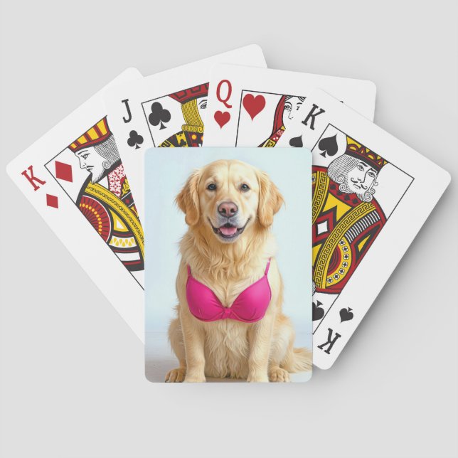 Jeu De Cartes Golden Retriever Wearing a Pink Bra (dos)