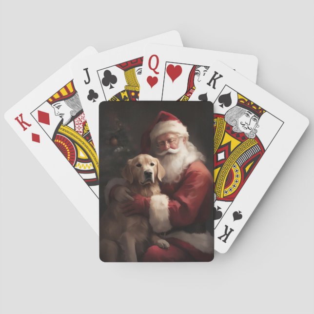 Jeu De Cartes Golden Retriever with Santa Clause Christmas (dos)