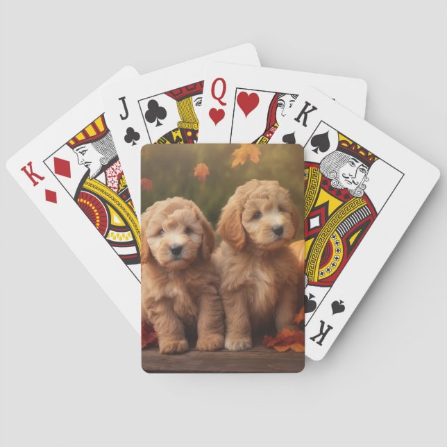 Jeu De Cartes Goldendoodle Chiot Automne Citrouille délice (dos)