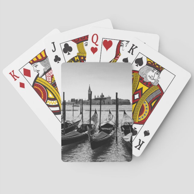 Jeu De Cartes Gondolas à Venise en noir et blanc (dos)