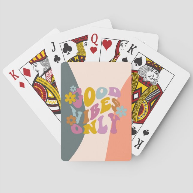 Jeu De Cartes Good Vibes seulement Citation Retro 60s Hippie Des (dos)