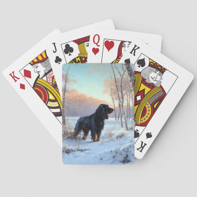 Jeu De Cartes Gordon Setter Laisse Il Neige Noël (dos)