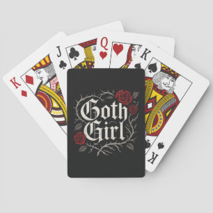 Jeu De Cartes Goth Girl Citation Rose rouge Floral Noir gothique