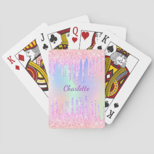 Jeu De Cartes Gouttes de paillettes licorne holographique arc-en