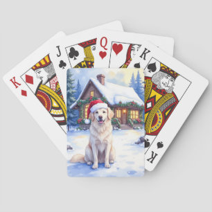 Jeu De Cartes Grand Chien des Pyrénées Chapeau de Père Noël Lodg