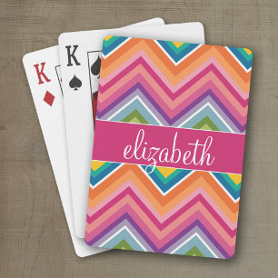 Jeu De Cartes Grand Motif coloré Chevron avec nom