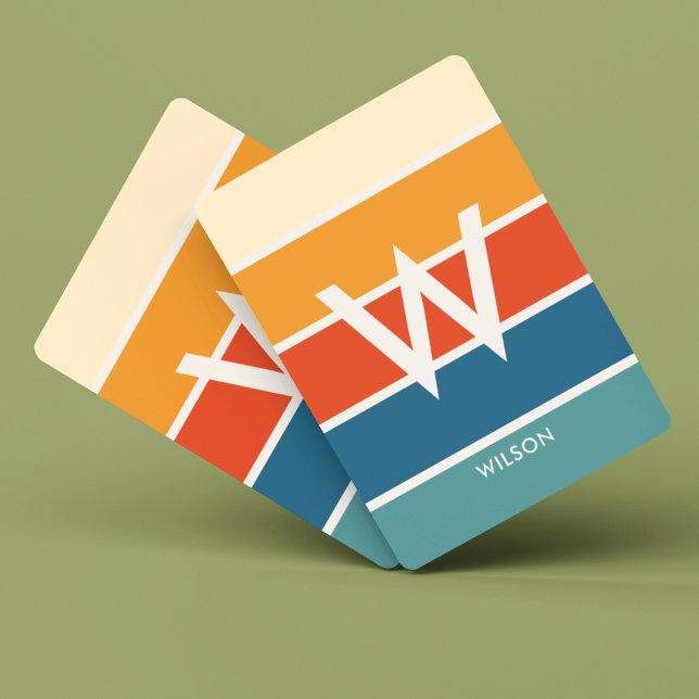 Jeu De Cartes Grand Rétro Strigraphié Monogramme personnel (Créateur téléchargé)
