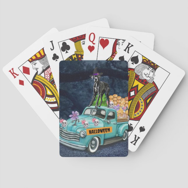 Jeu De Cartes Grande Danse Chien Halloween Camion Effrayant Nuit (dos)