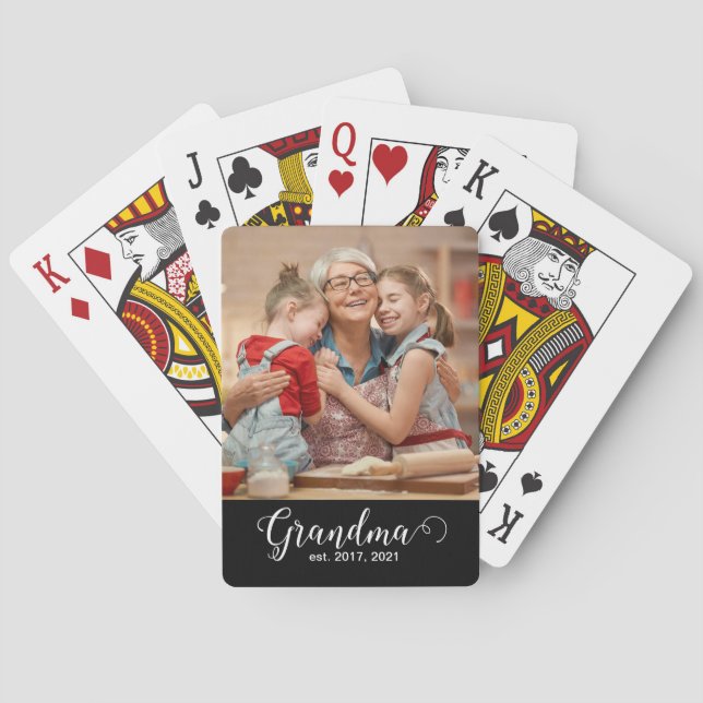 Jeu De Cartes Grandma Established Script Gift Photo (dos)