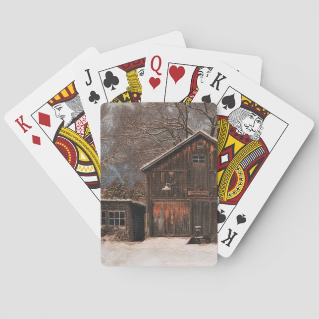 Jeu De Cartes Grange rustique & gîte Scène Vintage (dos)