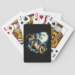 Jeu De Cartes Graphique Shiba Inu hurlant à la Lune Céleste  
